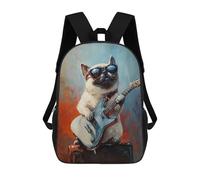 sinyumoney 3D Printed 17inch Outdoor Casual Daypack Cute Travel Kids School Backpack Rock Star Pug Guitar Painting Fashion Casual Children Bags for Boys Elementary School