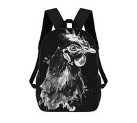 sinyumoney 3D Printed 17inch Outdoor Casual Daypack Cute Travel Kids School Backpack Rooster Watercolor Fashion Casual Children Bags for Boys Elementary School