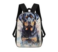sinyumoney 3D Printed 17inch Outdoor Casual Daypack Cute Travel Kids School Backpack Rottweiler Watercolor Fashion Casual Children Bags for Boys Elementary School