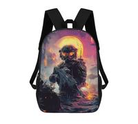 sinyumoney 3D Printed 17inch Outdoor Casual Daypack Cute Travel Kids School Backpack Sci-Fi Soldier with Gun Fashion Casual Children Bags for Boys Elementary School
