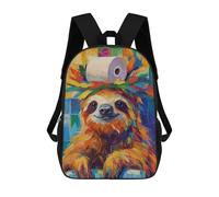 sinyumoney 3D Printed 17inch Outdoor Casual Daypack Cute Travel Kids School Backpack Sloth with Toilet Paper Crown Fashion Casual Children Bags for Boys Elementary School