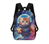 sinyumoney 3D Printed 17inch Outdoor Casual Daypack Cute Travel Kids School Backpack Space Cat Adventure Fashion Casual Children Bags for Boys Elementary School