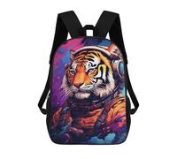 sinyumoney 3D Printed 17inch Outdoor Casual Daypack Cute Travel Kids School Backpack Space Tiger Adventure -3 Fashion Casual Children Bags for Boys Elementary School