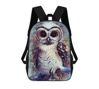 sinyumoney 3D Printed 17inch Outdoor Casual Daypack Cute Travel Kids School Backpack Splatter Owl Fashion Casual Children Bags for Boys Elementary School