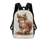 sinyumoney 3D Printed 17inch Outdoor Casual Daypack Cute Travel Kids School Backpack Squirrel Flower Fashion Casual Children Bags for Boys Elementary School