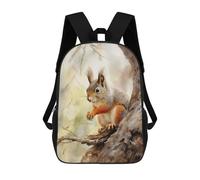 sinyumoney 3D Printed 17inch Outdoor Casual Daypack Cute Travel Kids School Backpack Squirrel Watercolor Fashion Casual Children Bags for Boys Elementary School
