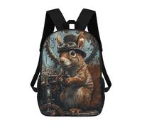 sinyumoney 3D Printed 17inch Outdoor Casual Daypack Cute Travel Kids School Backpack Steampunk Animal Squirrel Fashion Casual Children Bags for Boys Elementary School