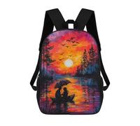 sinyumoney 3D Printed 17inch Outdoor Casual Daypack Cute Travel Kids School Backpack Sunset Romance Fashion Casual Children Bags for Boys Elementary School