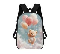 sinyumoney 3D Printed 17inch Outdoor Casual Daypack Cute Travel Kids School Backpack Teddy Bear Balloons Sky Fashion Casual Children Bags for Boys Elementary School