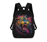 sinyumoney 3D Printed 17inch Outdoor Casual Daypack Cute Travel Kids School Backpack Tiger Color Splash Fashion Casual Children Bags for Boys Elementary School