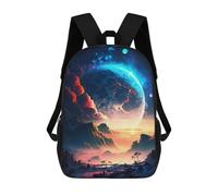 sinyumoney 3D Printed 17inch Outdoor Casual Daypack Cute Travel Kids School Backpack Twilight Cosmic Forest Fashion Casual Children Bags for Boys Elementary School