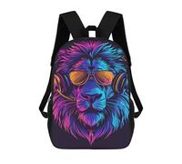 sinyumoney 3D Printed 17inch Outdoor Casual Daypack Cute Travel Kids School Backpack Vibrant Lion Headphones Artwork Fashion Casual Children Bags for Boys Elementary School