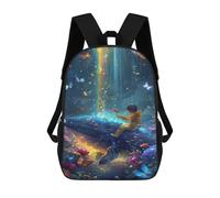 sinyumoney 3D Printed 17inch Outdoor Casual Daypack Cute Travel Kids School Backpack Whale with Rainbow Butterfly Garden Fashion Casual Children Bags for Boys Elementary School