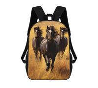 sinyumoney 3D Printed 17inch Outdoor Casual Daypack Cute Travel Kids School Backpack Wild Horses Running Fashion Casual Children Bags for Boys Elementary School