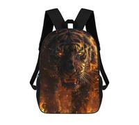sinyumoney 3D Printed 17inch Outdoor Casual Daypack Cute Travel Kids School Backpack Wild Tiger on Fire Fashion Casual Children Bags for Boys Elementary School
