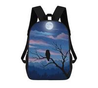 sinyumoney 3D Printed 17inch Owl Under Moonlight Children's School Bags Rucksacks High Capacity Travel Kids School Bag Fashion Book Bags Boy Girl Back Pack