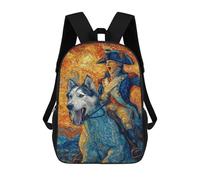 sinyumoney 3D Printed 17inch Painted Husky Adventure Children's School Bags Rucksacks High Capacity Travel Kids School Bag Fashion Book Bags Boy Girl Back Pack