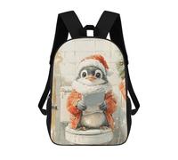 sinyumoney 3D Printed 17inch Penguin Reading on Toilet Children's School Bags Rucksacks High Capacity Travel Kids School Bag Fashion Book Bags Boy Girl Back Pack