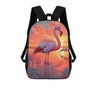 sinyumoney 3D Printed 17inch Pink Flamingo Sunset Children's School Bags Rucksacks High Capacity Travel Kids School Bag Fashion Book Bags Boy Girl Back Pack