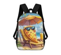 sinyumoney 3D Printed 17inch Pizza on Vacation Children's School Bags Rucksacks High Capacity Travel Kids School Bag Fashion Book Bags Boy Girl Back Pack