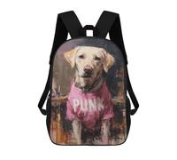 sinyumoney 3D Printed 17inch Punk Dog Art Print-3 Children's School Bags Rucksacks High Capacity Travel Kids School Bag Fashion Book Bags Boy Girl Back Pack
