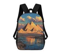 sinyumoney 3D Printed 17inch Pyramids Reflection in Water Children's School Bags Rucksacks High Capacity Travel Kids School Bag Fashion Book Bags Boy Girl Back Pack