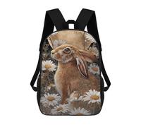 sinyumoney 3D Printed 17inch Rabbit in Daisy Field -1 Children's School Bags Rucksacks High Capacity Travel Kids School Bag Fashion Book Bags Boy Girl Back Pack