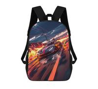 sinyumoney 3D Printed 17inch Racing Car Speeding Through Flames Children's School Bags Rucksacks High Capacity Travel Kids School Bag Fashion Book Bags Boy Girl Back Pack