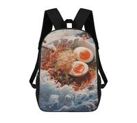 sinyumoney 3D Printed 17inch Ramen Wave Off Kanagawa Children's School Bags Rucksacks High Capacity Travel Kids School Bag Fashion Book Bags Boy Girl Back Pack