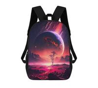 sinyumoney 3D Printed 17inch Red Universe Landscape Children's School Bags Rucksacks High Capacity Travel Kids School Bag Fashion Book Bags Boy Girl Back Pack