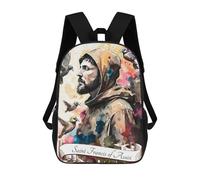 sinyumoney 3D Printed 17inch Saint Francis of Assisi Children's School Bags Rucksacks High Capacity Travel Kids School Bag Fashion Book Bags Boy Girl Back Pack