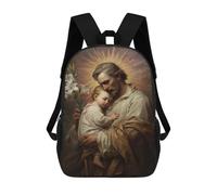 sinyumoney 3D Printed 17inch Saint Joseph with Child Jesus Children's School Bags Rucksacks High Capacity Travel Kids School Bag Fashion Book Bags Boy Girl Back Pack