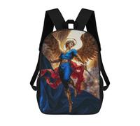 sinyumoney 3D Printed 17inch School Backpack Children's Backpack Angel Michael with Sword And Golden Wings Book Bags High Capacity Travel School Bags for Kids/Students/Adults