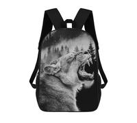 sinyumoney 3D Printed 17inch School Backpack Children's Backpack Angry Lion Book Bags High Capacity Travel School Bags for Kids/Students/Adults