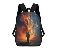 sinyumoney 3D Printed 17inch School Backpack Children's Backpack Astronaut Gazing at Galaxy Book Bags High Capacity Travel School Bags for Kids/Students/Adults