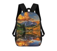 sinyumoney 3D Printed 17inch School Backpack Children's Backpack Autumn Mountain Reflections-1 Book Bags High Capacity Travel School Bags for Kids/Students/Adults