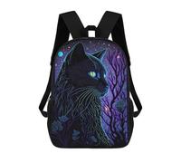 sinyumoney 3D Printed 17inch School Backpack Children's Backpack Black Light Cat 22 Book Bags High Capacity Travel School Bags for Kids/Students/Adults
