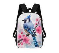 sinyumoney 3D Printed 17inch School Backpack Children's Backpack Blue Jay Cherry Blossom Book Bags High Capacity Travel School Bags for Kids/Students/Adults