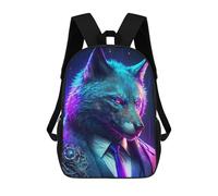 sinyumoney 3D Printed 17inch School Backpack Children's Backpack Boss Wolf In Suit Book Bags High Capacity Travel School Bags for Kids/Students/Adults