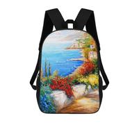 sinyumoney 3D Printed 17inch School Backpack Children's Backpack Bright Day by The Sea Book Bags High Capacity Travel School Bags for Kids/Students/Adults