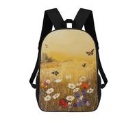 sinyumoney 3D Printed 17inch School Backpack Children's Backpack Butterfly Garden Painting-4 Book Bags High Capacity Travel School Bags for Kids/Students/Adults