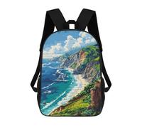 sinyumoney 3D Printed 17inch School Backpack Children's Backpack California Pixel Art Book Bags High Capacity Travel School Bags for Kids/Students/Adults