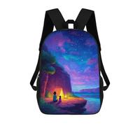 sinyumoney 3D Printed 17inch School Backpack Children's Backpack Campfire Nights by The Lake Book Bags High Capacity Travel School Bags for Kids/Students/Adults