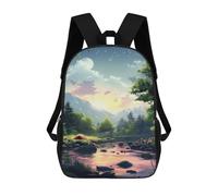 sinyumoney 3D Printed 17inch School Backpack Children's Backpack Campsite by The River at Sunset Book Bags High Capacity Travel School Bags for Kids/Students/Adults