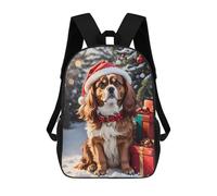 sinyumoney 3D Printed 17inch School Backpack Children's Backpack Cavalier King Christmas Book Bags High Capacity Travel School Bags for Kids/Students/Adults
