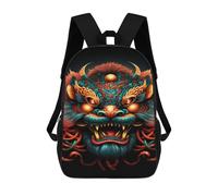 sinyumoney 3D Printed 17inch School Backpack Children's Backpack Chinese Mythical Creature Art Print Book Bags High Capacity Travel School Bags for Kids/Students/Adults