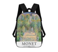 sinyumoney 3D Printed 17inch School Backpack Children's Backpack Claude Monet Famous Art Book Bags High Capacity Travel School Bags for Kids/Students/Adults