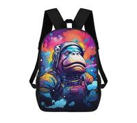 sinyumoney 3D Printed 17inch School Backpack Children's Backpack Colorful Astronaut Frog Art Print Book Bags High Capacity Travel School Bags for Kids/Students/Adults