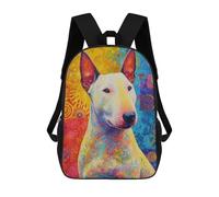 sinyumoney 3D Printed 17inch School Backpack Children's Backpack Colorful Bull Terrier Art Print-3 Book Bags High Capacity Travel School Bags for Kids/Students/Adults