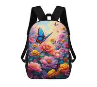 sinyumoney 3D Printed 17inch School Backpack Children's Backpack Colorful Butterfly Garden-7 Book Bags High Capacity Travel School Bags for Kids/Students/Adults